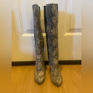 Genuine Snakeskin Over-the-Knee Boots 
Size 7 1/2